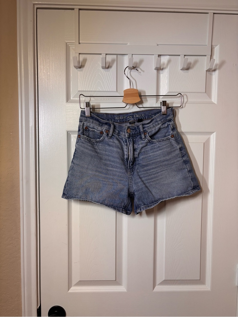 American Eagle Outfitters Light Wash Denim High-Rise Cutoff Shorts